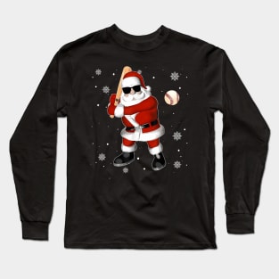 Santa Playing Baseball Long Sleeve T-Shirt